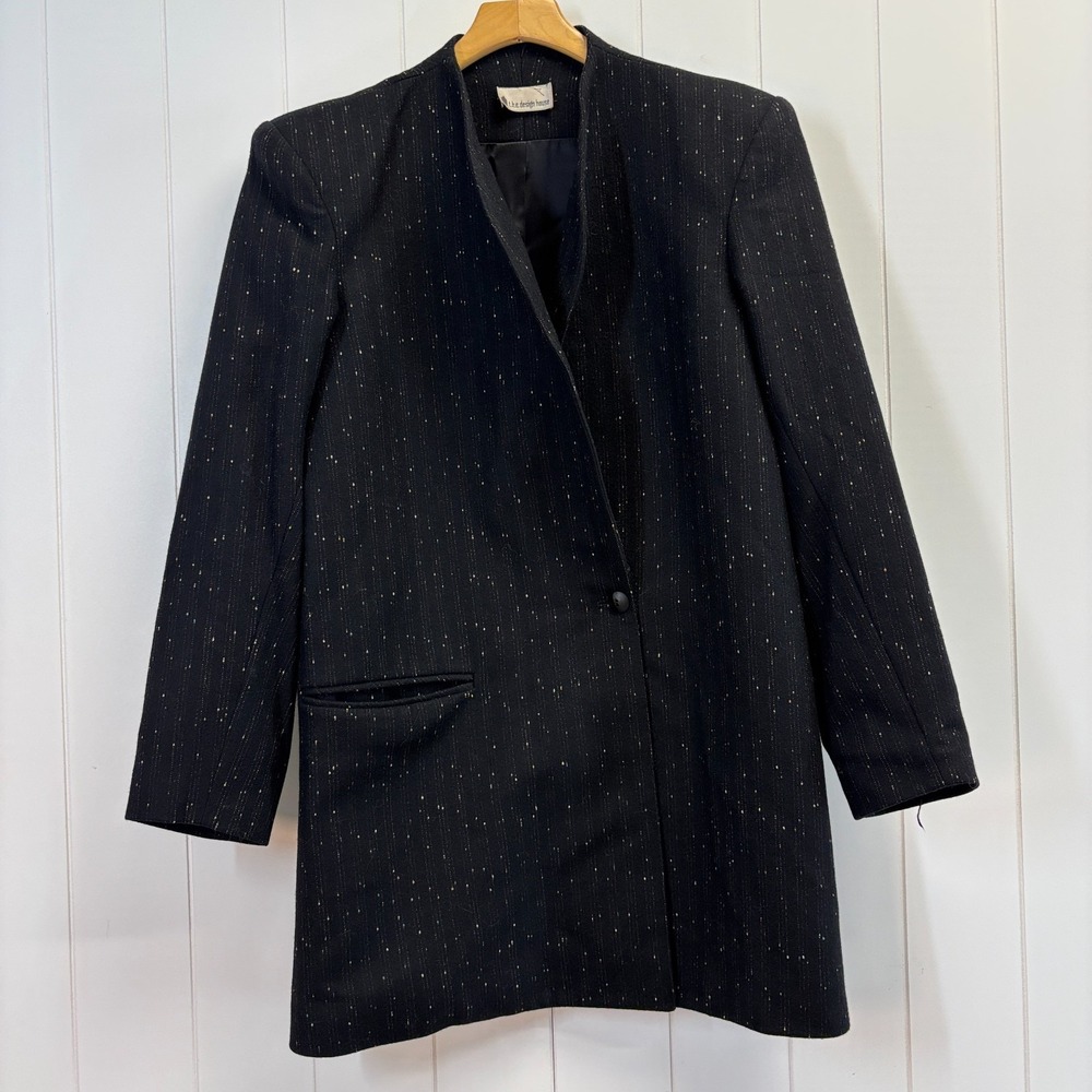 VTG The Design House Women 80s 90s Boxy Wool Blend Jacket Size M Classic Chic